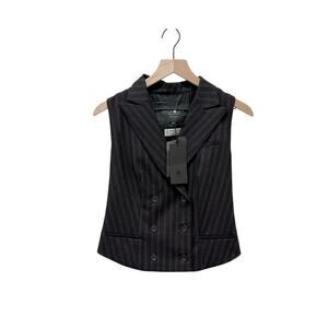 NWT Hydrogen Wool Striped Vest Black Burgundy Women’s‎ Size 42 (Medium)